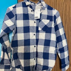 H&M blue checkered long sleeve button up